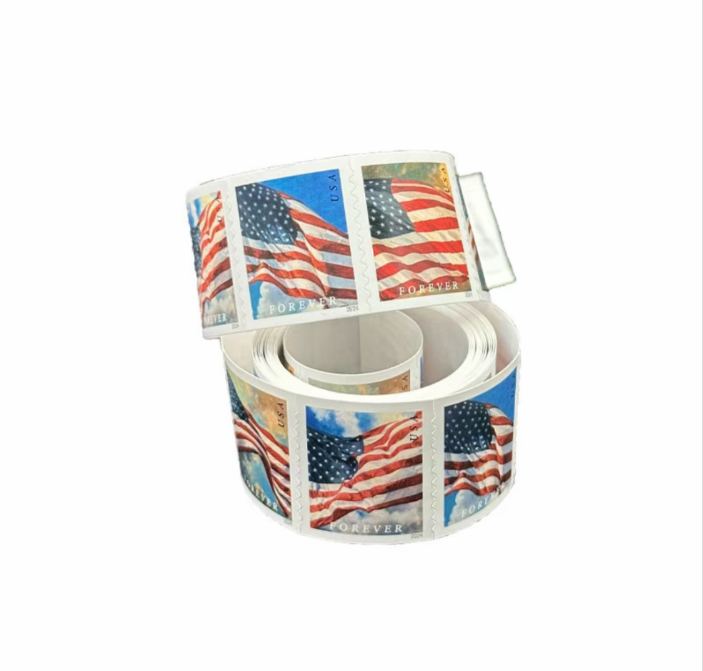 2024 American Flags Coil/roll of 100 Sealed USPS Forever Postage Stamps