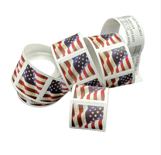 Coil/roll of Year 2017 (100) American Flag Sealed USPS Forever Postage Stamps