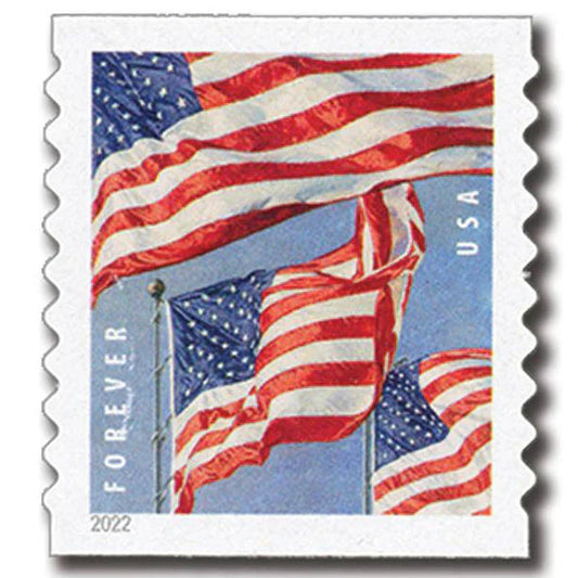 Coil/roll of 100 2022 American Flag Sealed USPS Forever Postage Stamps